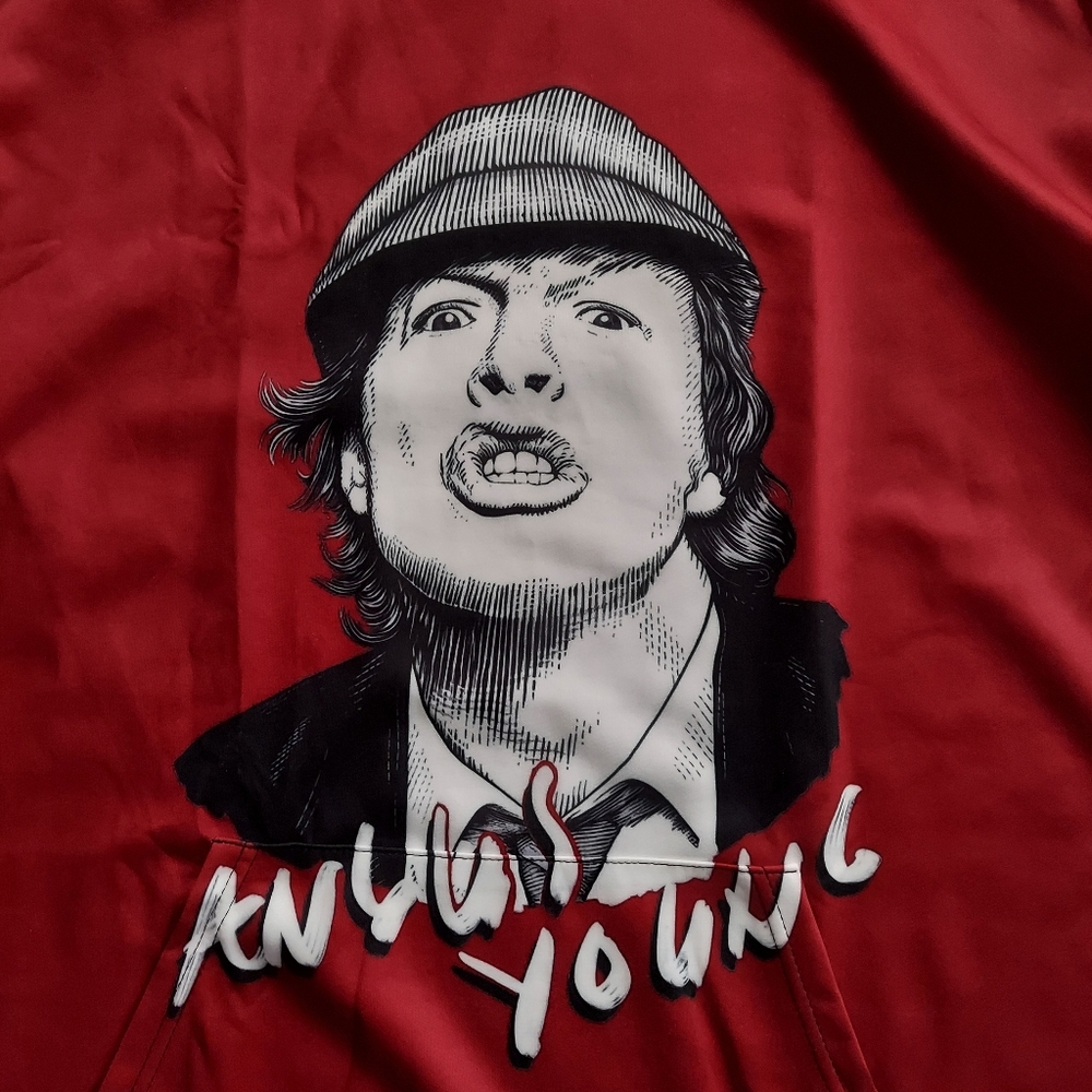 ACDC Angus Young Portrait Printed Graphic Lightweight Hoodie Large